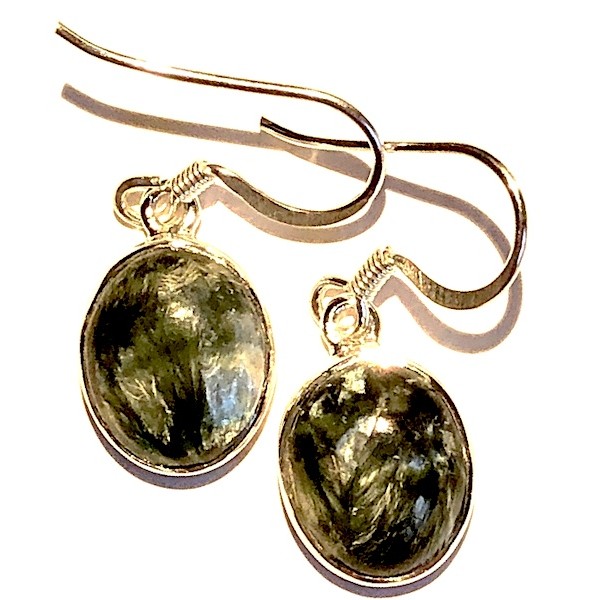 Earrings Seraphinite on Silver Oval